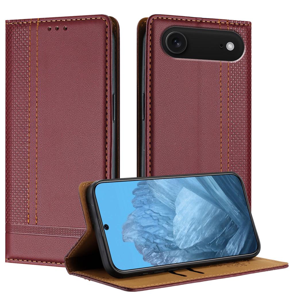 For iPhone Air Case L-Shaped Grid Pattern Leather Stand Phone Cover with Card Slots