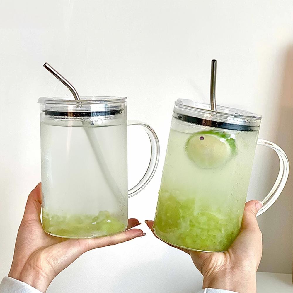 Large Capacity Glass Cup with Lid and Straw, Heat-resistant for Summer, Perfect Gift for Men and Women