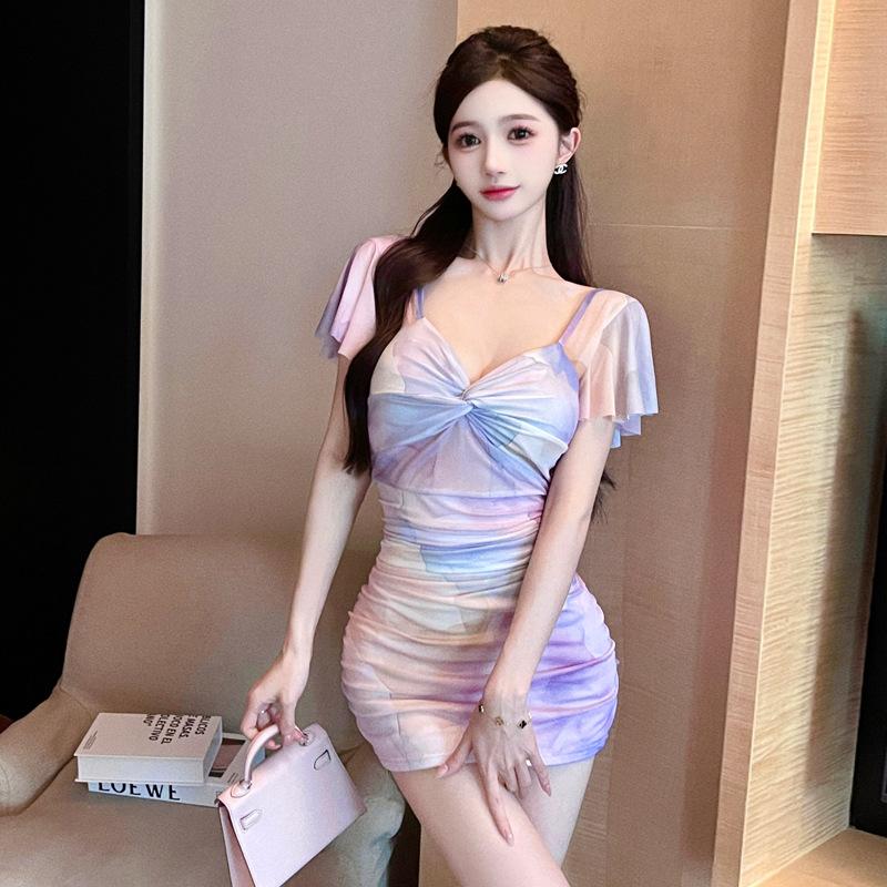 

Новая женская одежда, легкая ветрозащитная сетчатая юбка с глубоким вырезом на талии и бедрах L фиолетовый