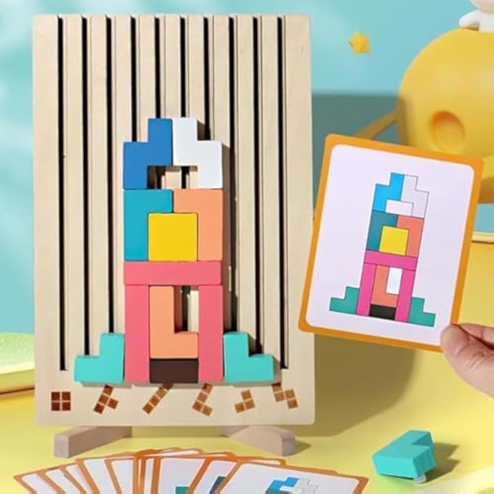 Tetris Puzzle Wooden Building Block Puzzle 3D Tetris Block Toys Educational Toys Manual Thinking ...