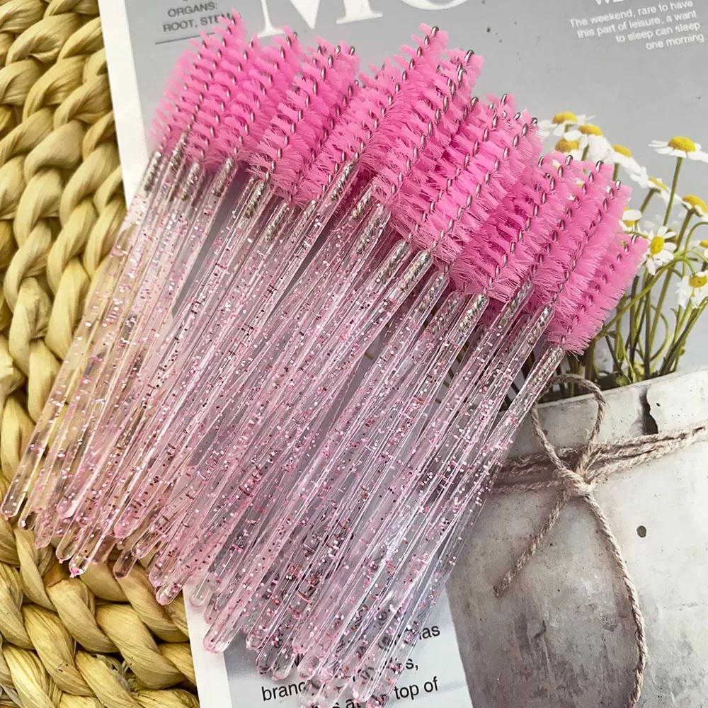 50pcs Disposable Crystal Eyelashes Brush Comb Eye Lashes Extension Mascara Wands Makeup Professional Makeup Beauty Tool