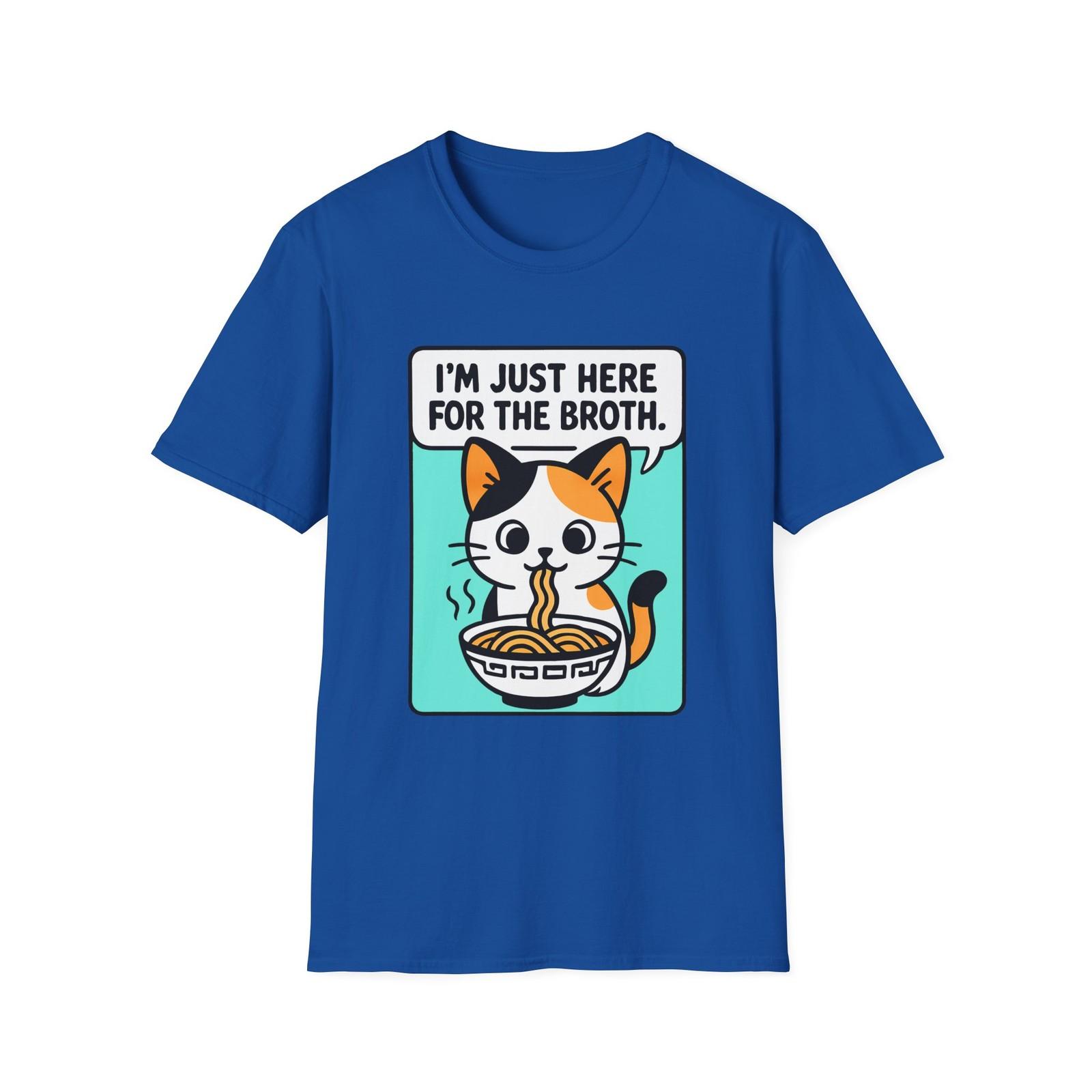 Unisex Softstyle T-Shirt Mens Womens Tees Top Calico Kitten Slurping Ramen Funny Food Graphic Tee 2XL