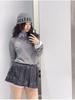 In-Stock MARDI Spring V-Neck Satin Black Heart Casual Sweater for Women