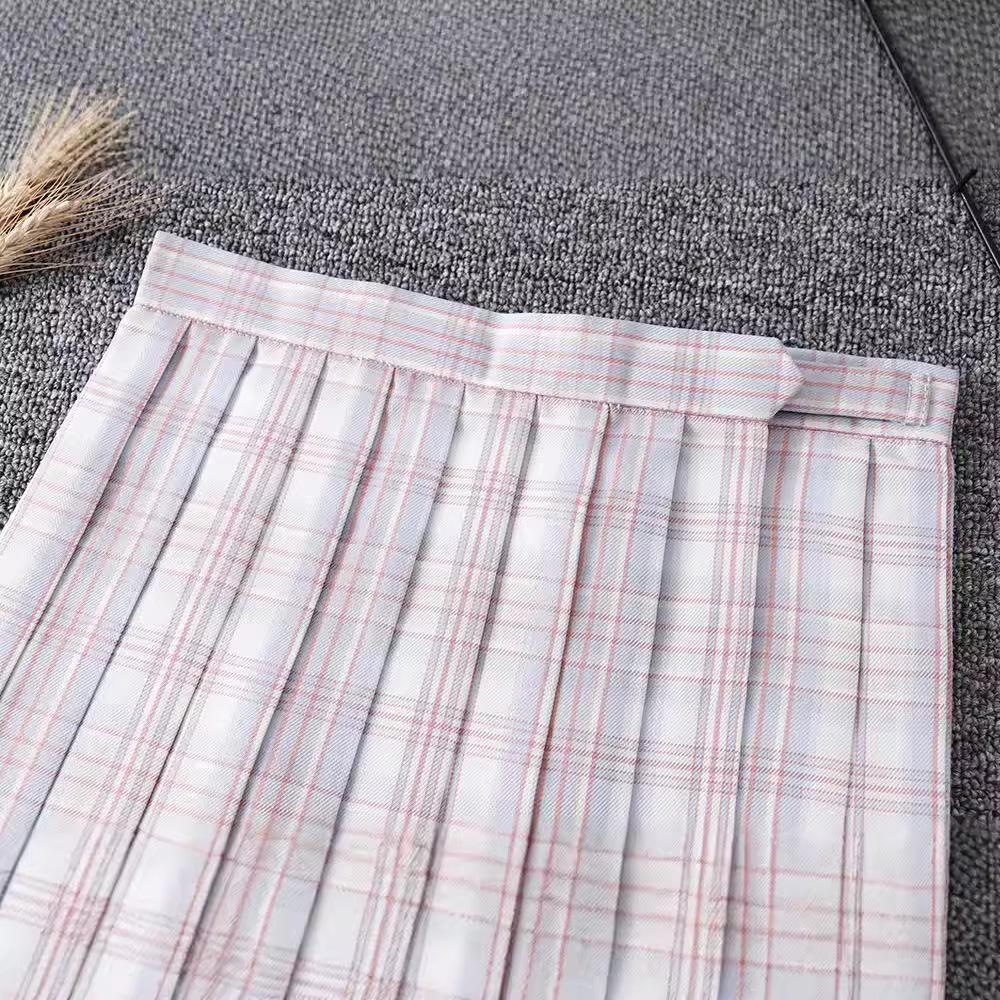 Japanese JK High-Waisted Plaid School Uniform Pleated Skirt by Yimengge