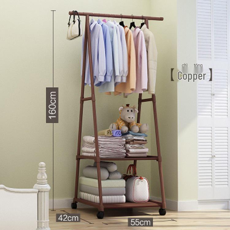 Sleek Wrought Iron Clothes Rack: Minimalist Floor-Standing Design for Easy Assembly