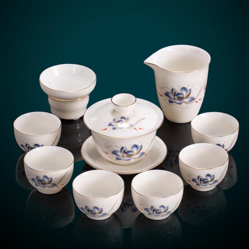 Yuzhou Yangzhi Jade Porcelain Gaiwan Tea Set Gift