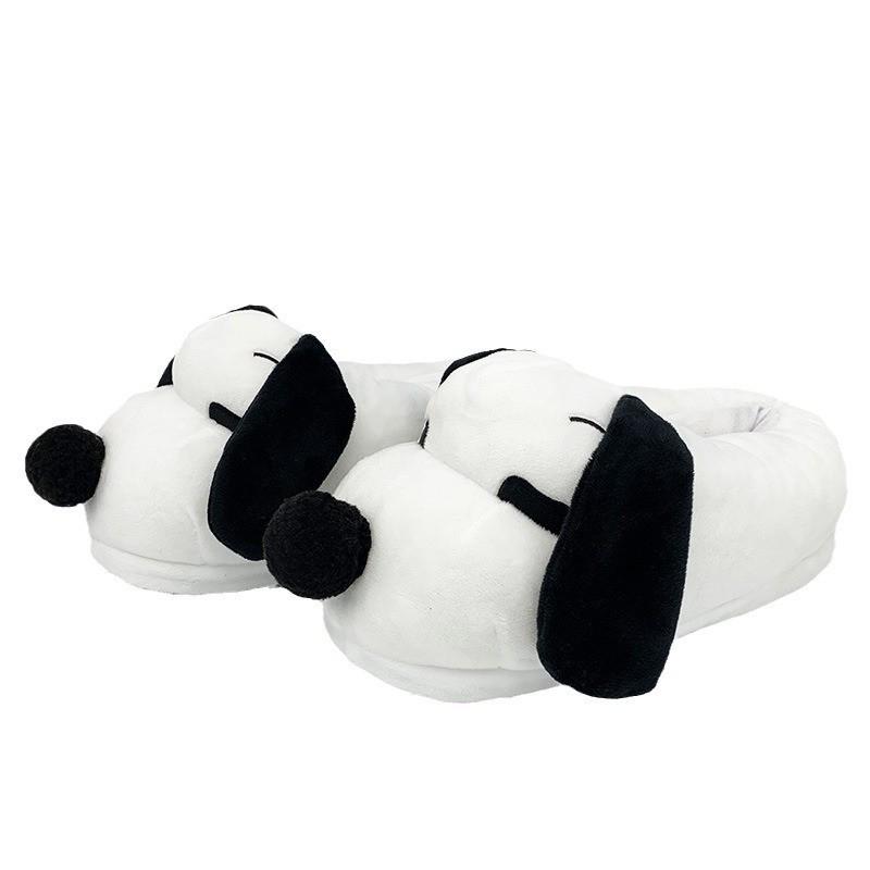 Cozy Snoopy Cartoon Dog Plush Slippers - Cotton, Full-Heel, Warm for Couples