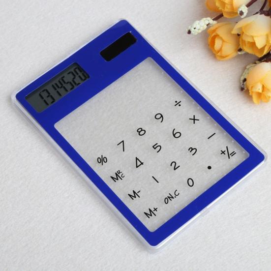 Ultra Slim Mini Transparent Solar Powered LCD Touch Screen Student Calculator