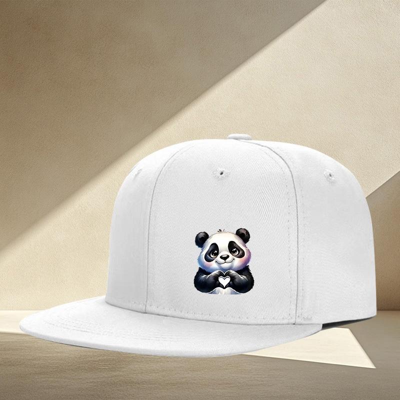 Cute Panda Heart Graphic Print Baseball Cap Polyester Fashion Casual Snapback Hat Unisex