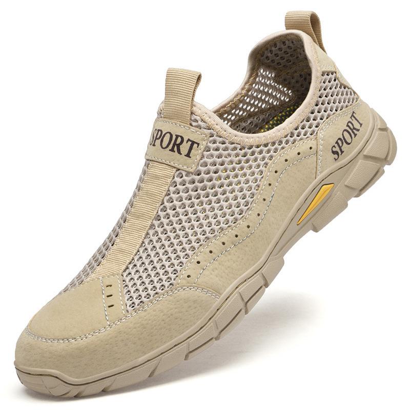 

Мужская обувь, дышащая летом, одна педаль, старая пекинская тканевая обувь, легкая сетка и мягкая подошва, спортивная сетчатая обувь для папы, прогуливающегося и путешествующего 39