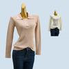 Cupboard Polo Collar Double Breasted Silm Long Sleeves Soft Glutinous Pure Color Knitting Sweater Bottoming Shirt Women's Clothing Fashion Stylish