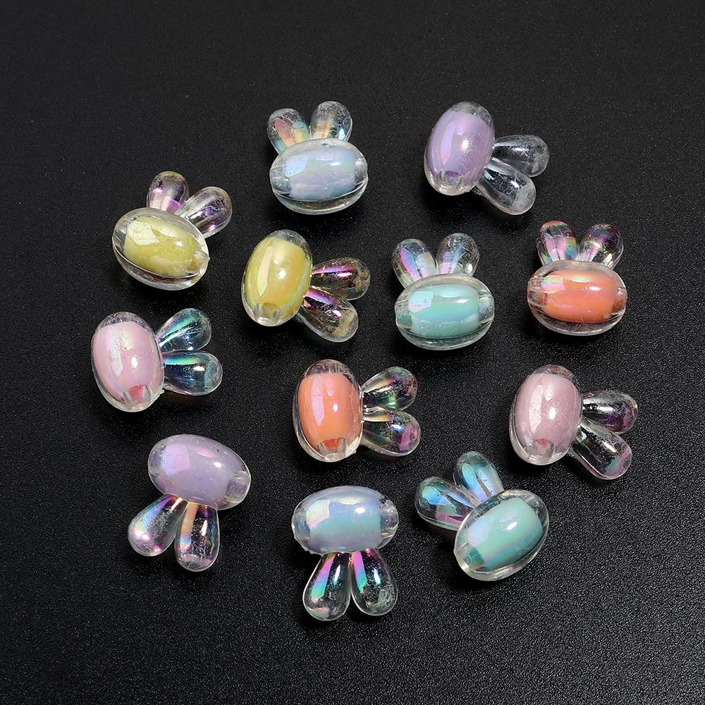 20-50pcs Rabbit Head Acrylic Beads Cute Candy Color  Loose Spacer Beads For DIY Jewelry Making Bracelet Necklace Phone Key Chain