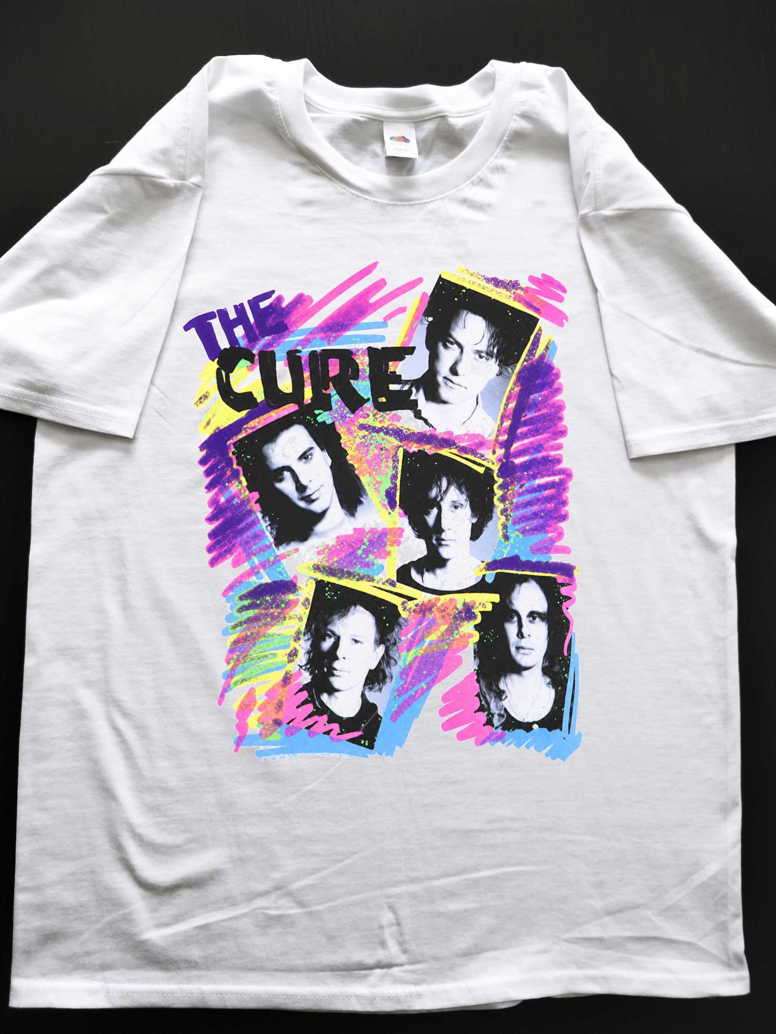 The Cure T shirt pleasure trip art cult 90s shirt fluo Gothic dark pop rock indie alternative music new wave live contest summer M