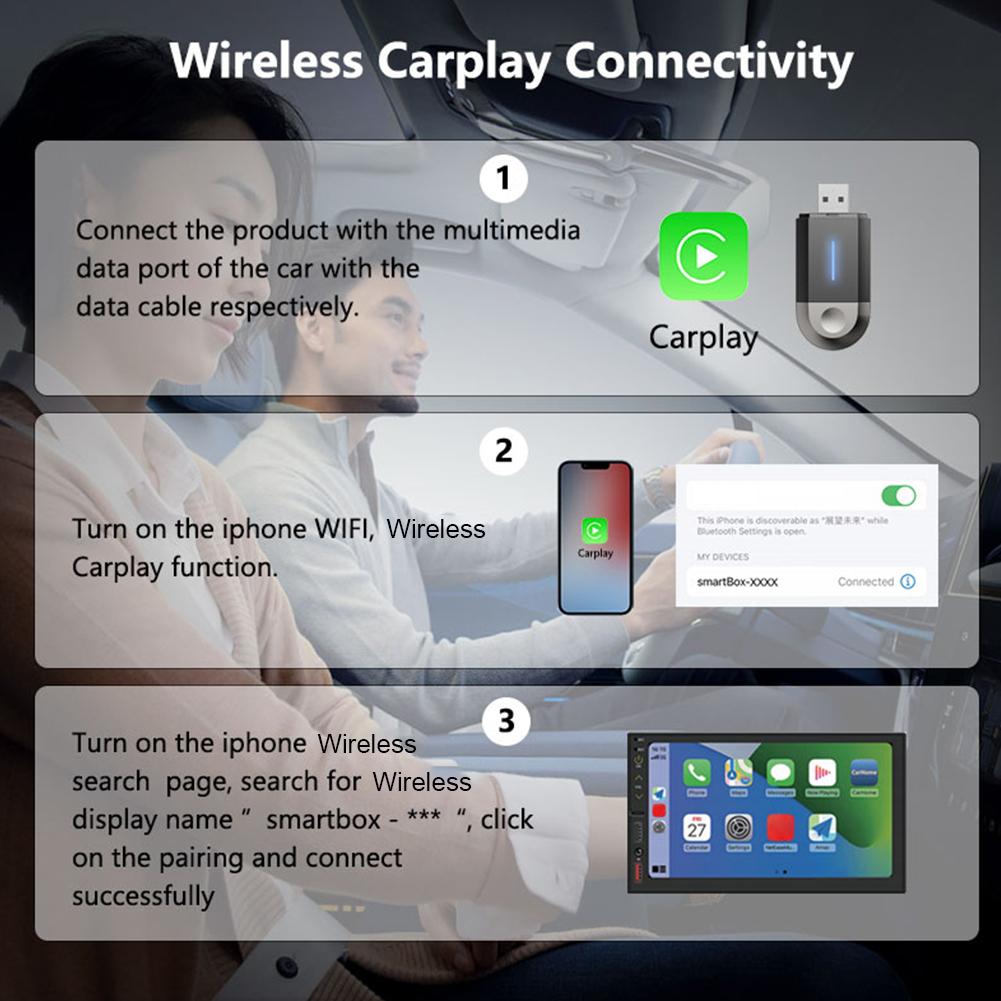 USB Car Dongle WiFi Wireless Carplay Android Auto Adapter Wired To Wireless USB Dongle for OEM Wired CarPlay/Andriod Auto Cars