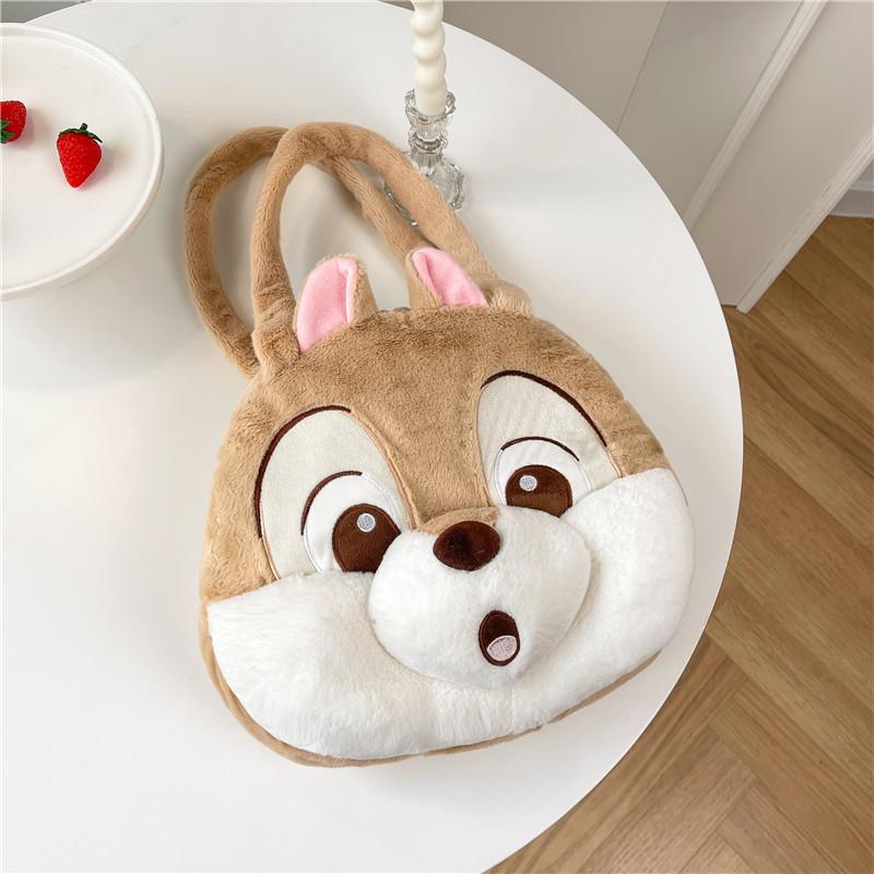 New plush cartoon bag chipmunk cute squirrel large capacity shoulder bag sweet versatile women s bag