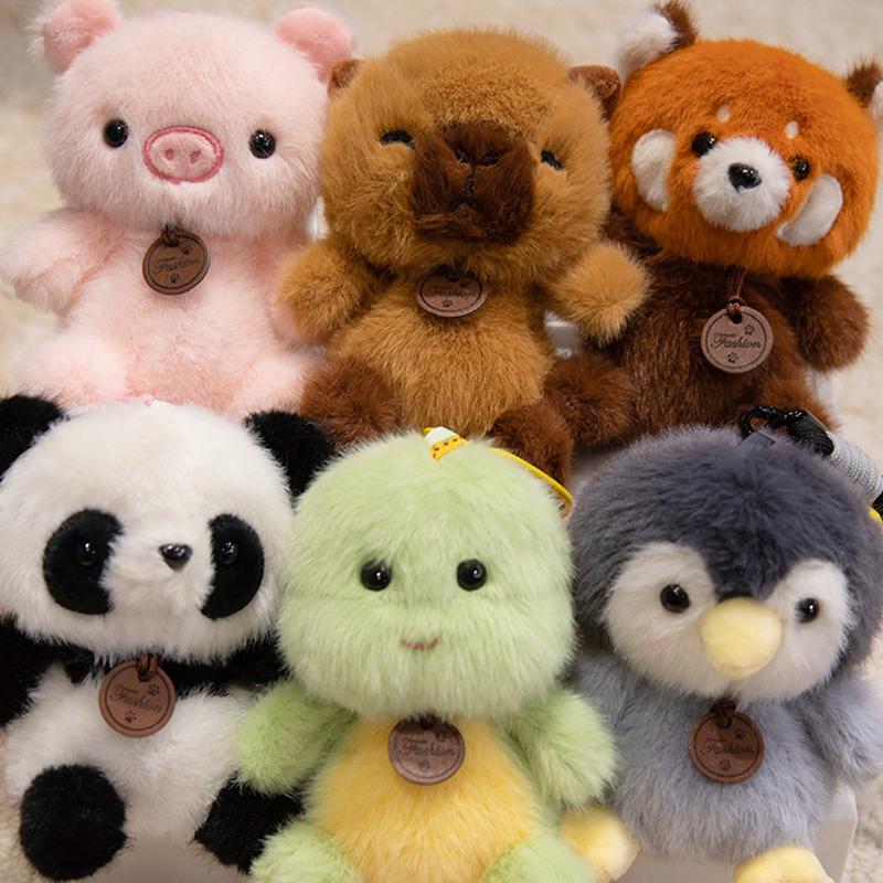 Animal Plush Pendants Cartoon Panda Sloth Pig Dinosaur Toys Cute Keychains Bag Decorations Car Interior Decorations