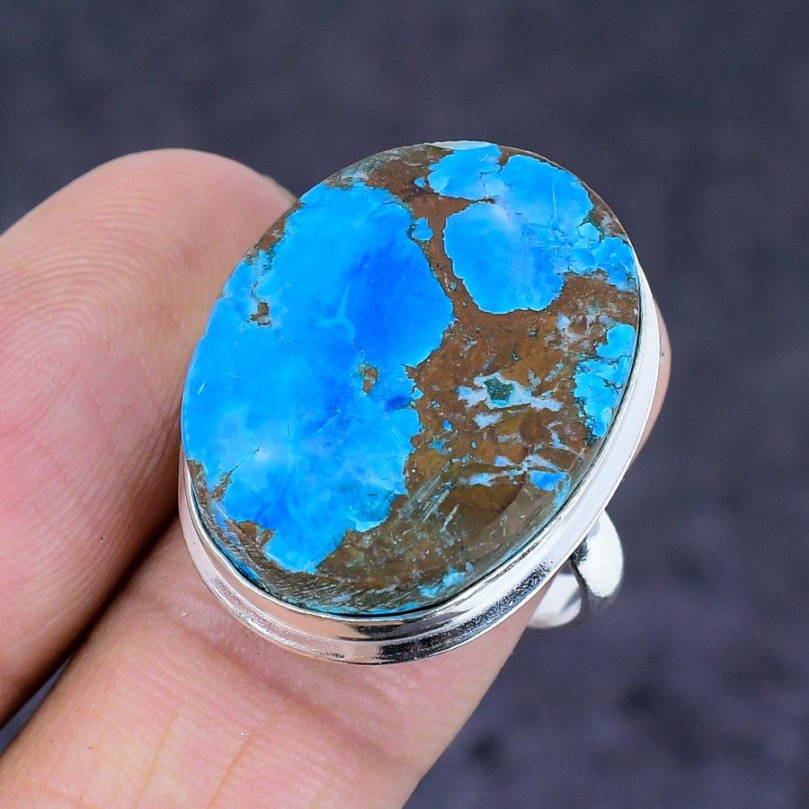 Tibetan Turquoise Gemstone Handmade 925 Sterling Silver Jewelry Ring Size 9 G0J09