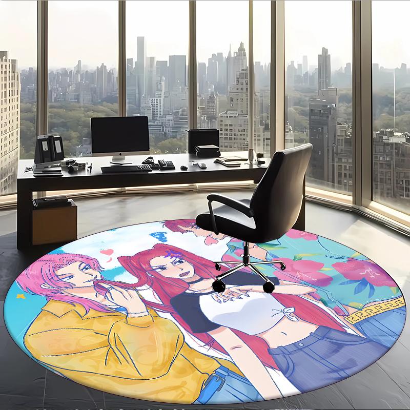 Miromabby (1) Round Office Rug Decorative Floor Rug for Office Bedroom Living Room and Home Space