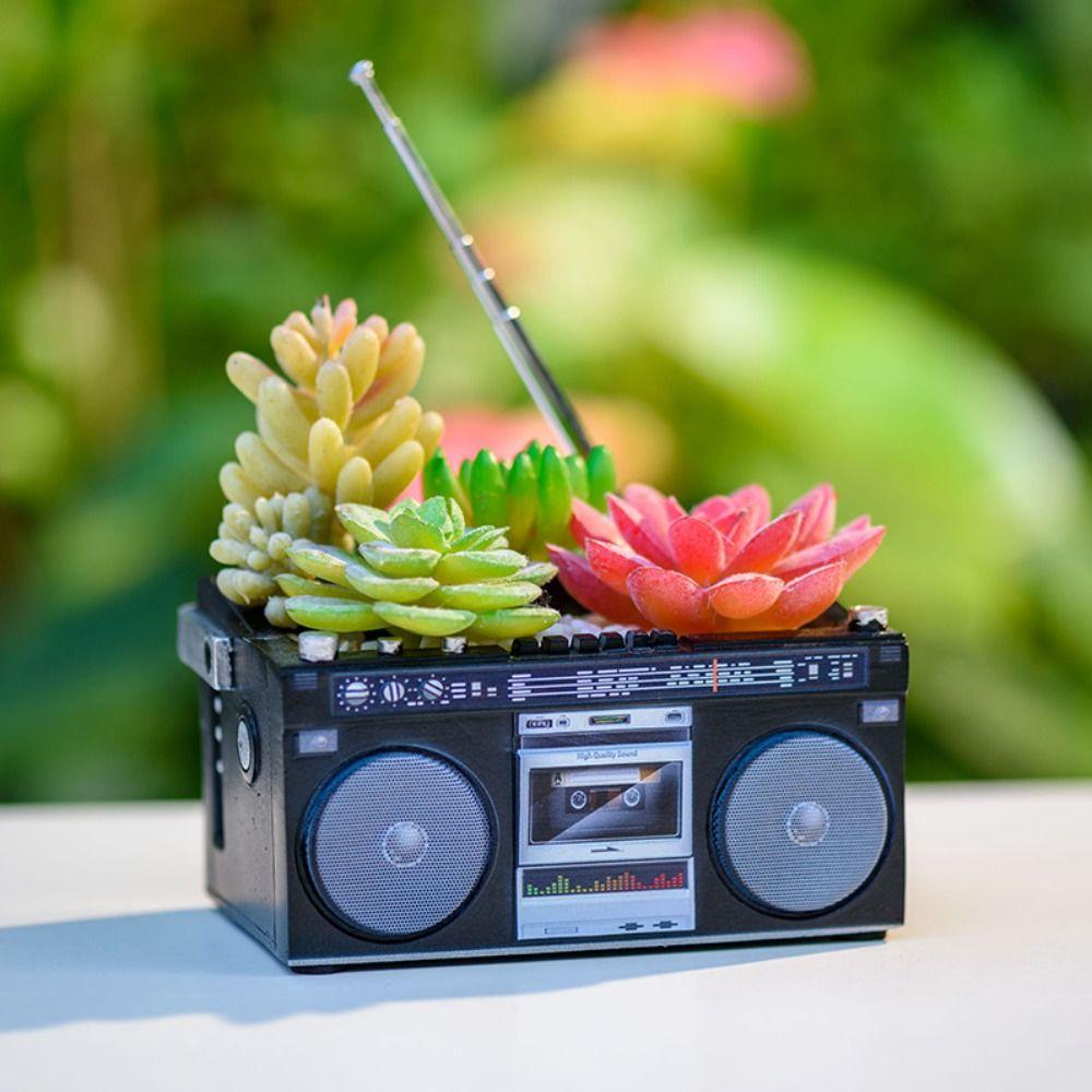 

Recorder Shaped Plant Pot Creative Pen Container Succulents Flowerpot Home Decoration чорний
