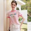 Bailuyu Color-Block Letter Short-Sleeve Women's T-Shirt