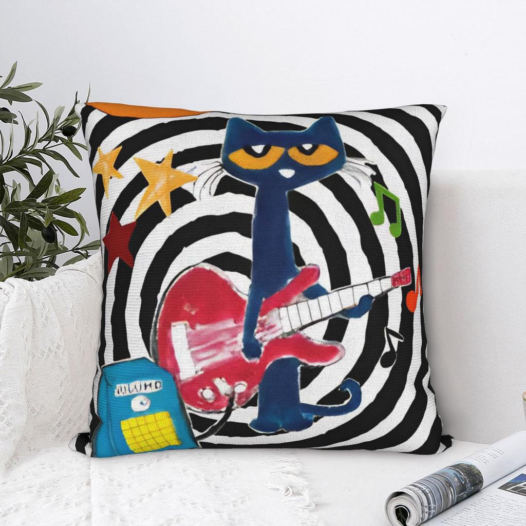 Petes the cat I Love My White Shoes Square Pillow Case Cushion Covers Funny Polyester Decorative Pillowcase for Home x