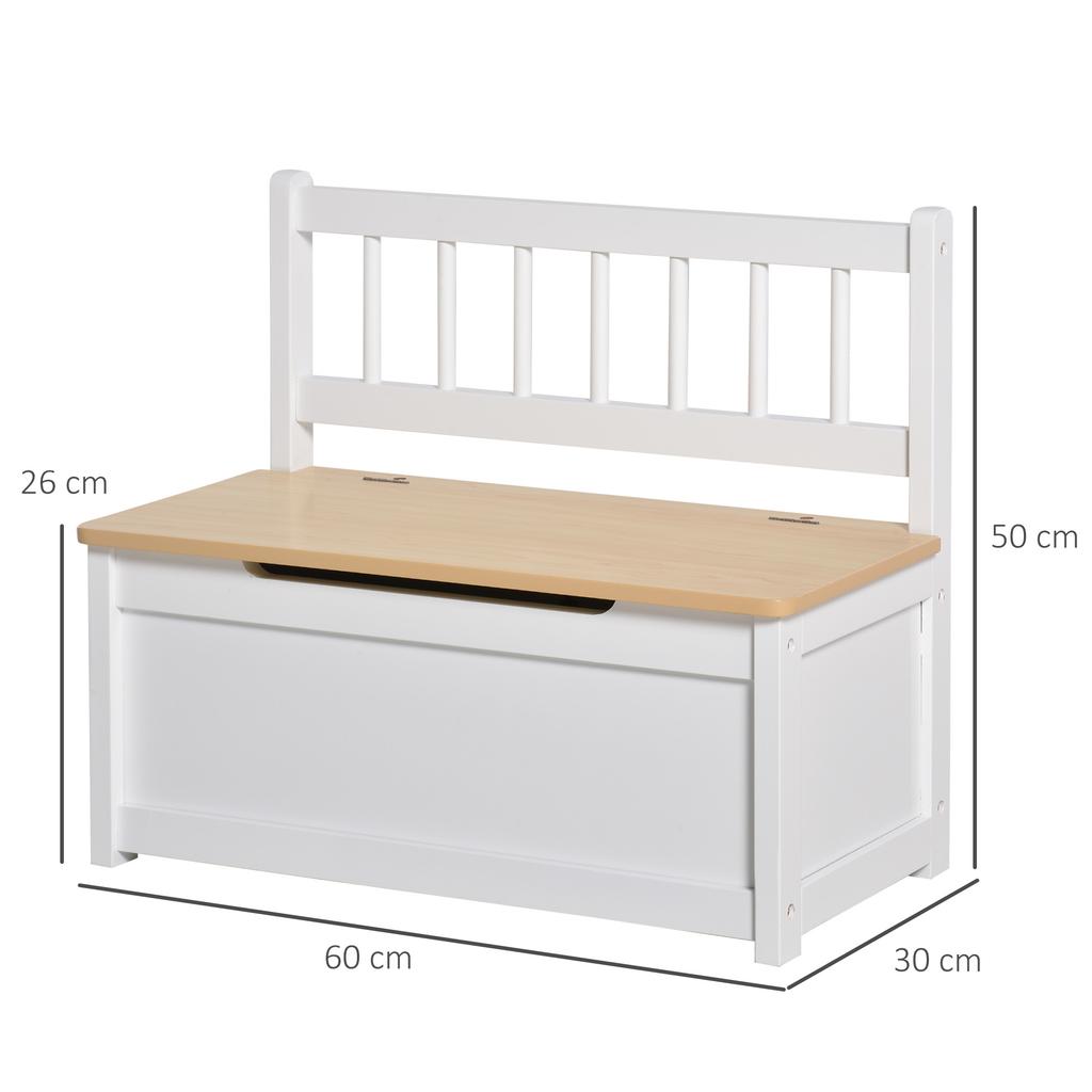 2 In 1 Wooden Toy Box Seat Storage Bench Storage Chest Cabinet Organiser With Safety Pneumatic Rod