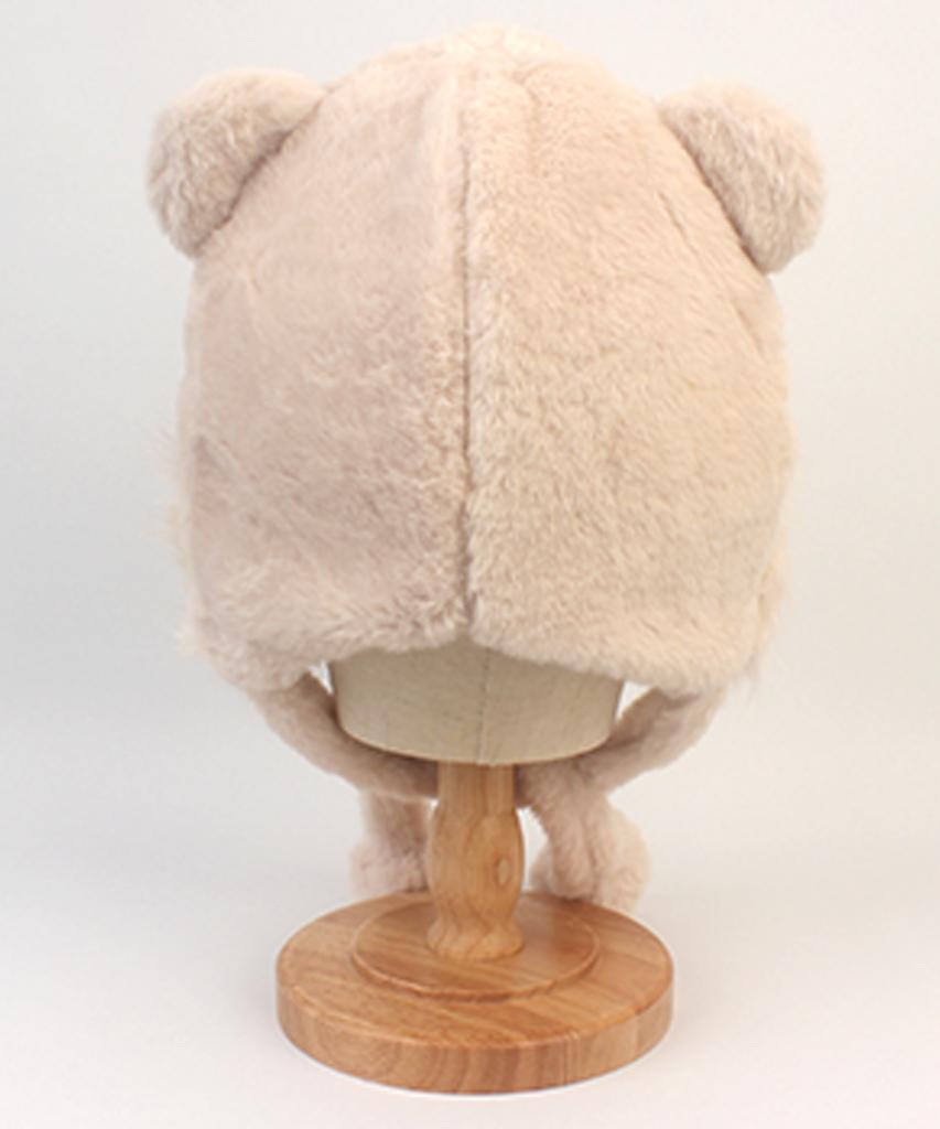 Yunibeosyeolkemiseuteuli Bear Fur Beige Balaclava Wool Hat