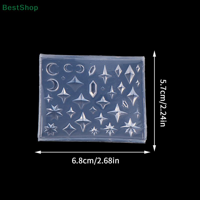 3D Relief Pottery Clay Rhombus Diamond Shape Silicone Mold Star Moon Earring DIY Nail Art Decor Transparent Manicure Template