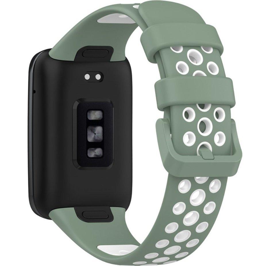 Silicone Strap for Xiaomi Mi Band 7 Pro, Green / White