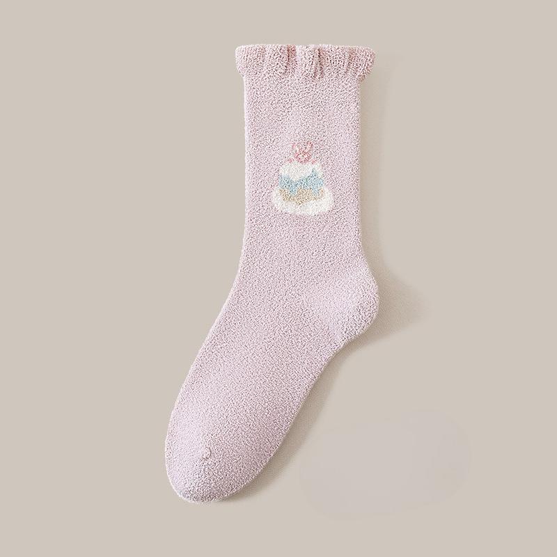 Winter and Autumn Thick and Warm Half-Size Fleece Women's Non-Loose-Material Mid-Calf Stockings Postpartum At-home Maternity Stockings