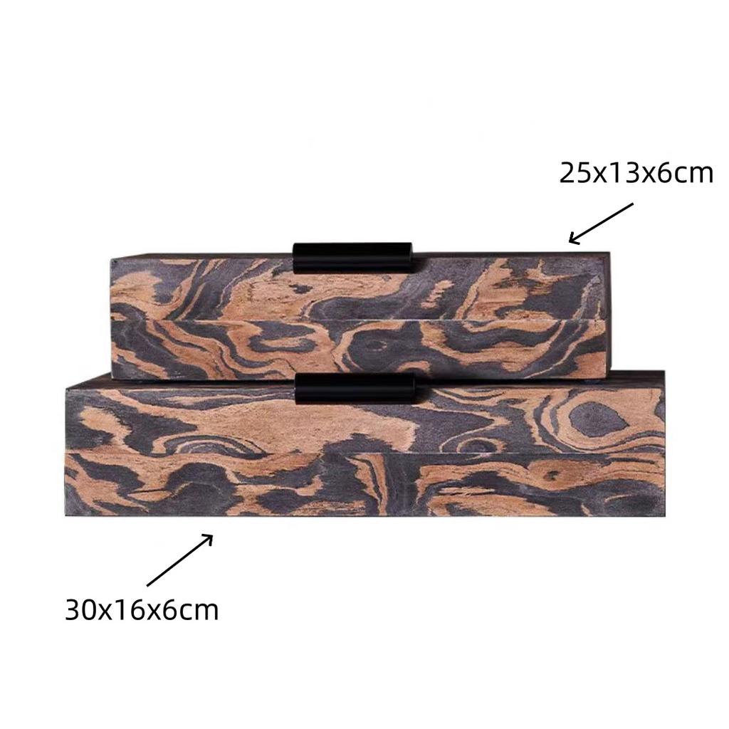 Leopard Print Storage Box Jewelry Box Rectangular Covered Sealed Desktop Storage Container Wooden Creative Ornaments