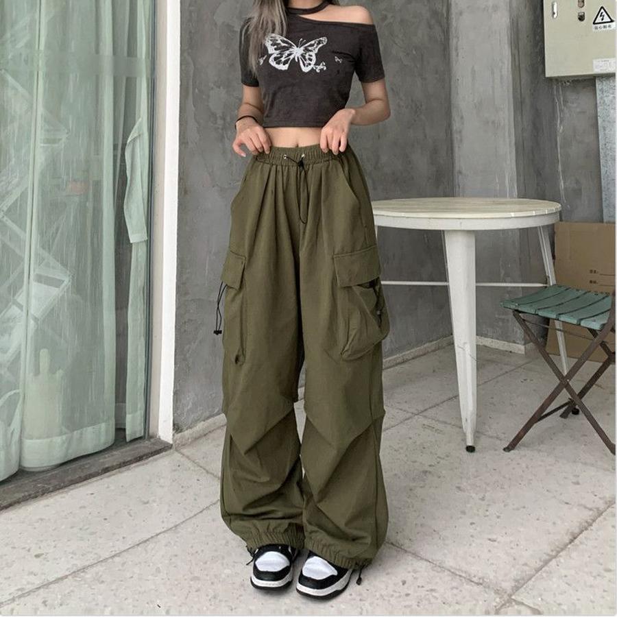 Vintage American Carpenter Pants Women's Summer Casual Trousers Loose Wide Leg Pants