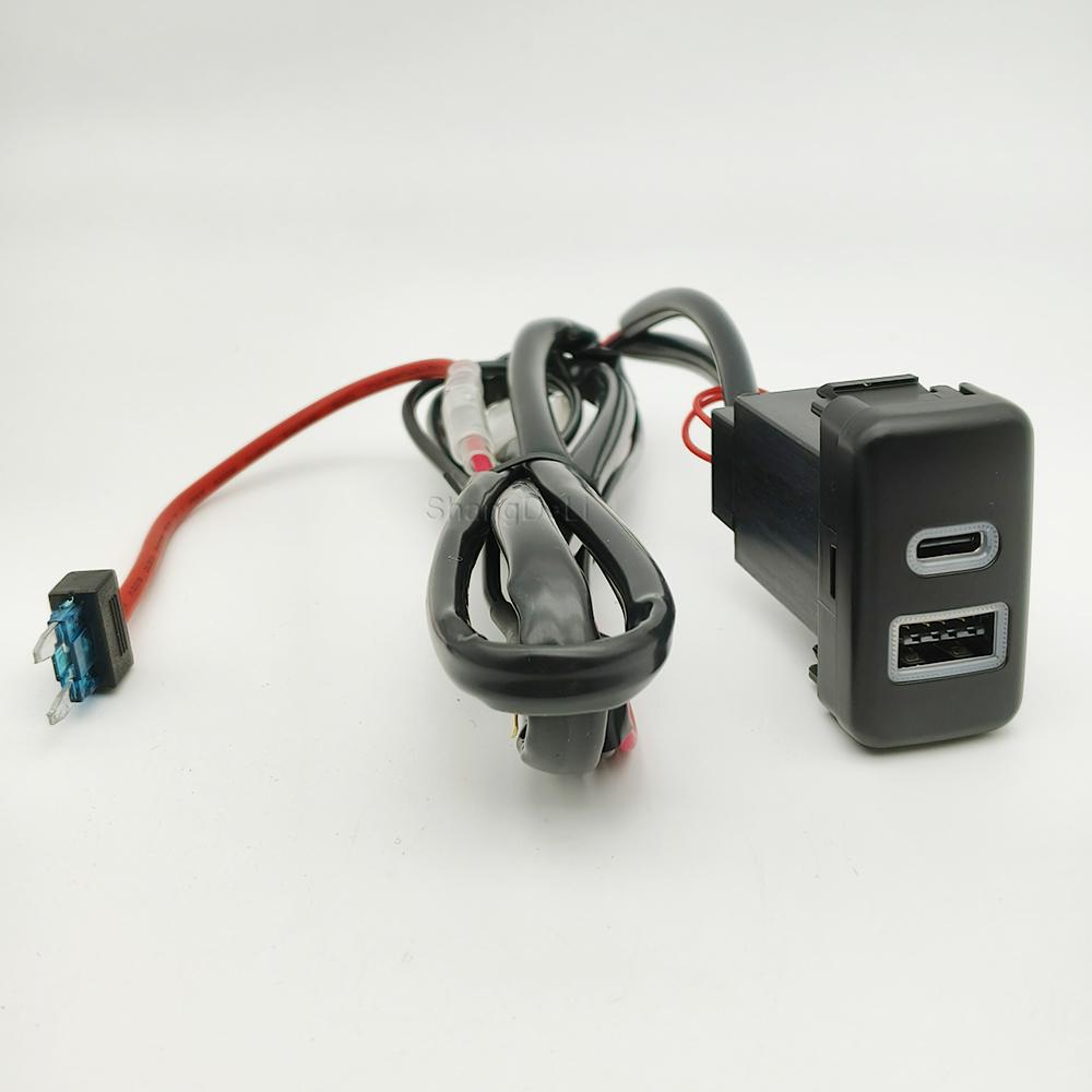 Car Charger Quick Charging Socket QC3.0 USB PD Phone Charge Adapter Socket for Toyota FJ Cruiser Prado LC120 Accessories