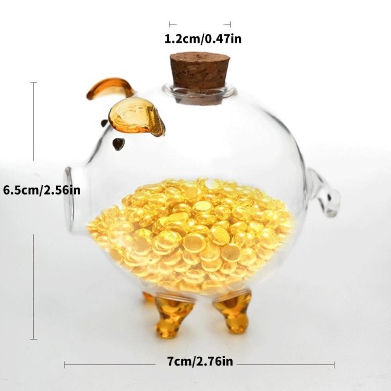 Lovely Piggy Box For Coin And Cash Clear Glass Money Jar Gold Bean Storage Bottle For Home Decoration