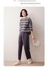 Women's One-Shoulder Striped Cashmere Sweater - Korean Style, Loose Fit Knitwear Top
