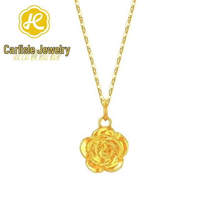 Shuibei 999 Pure Gold 3D Rose Pendant Necklace Pendant Only