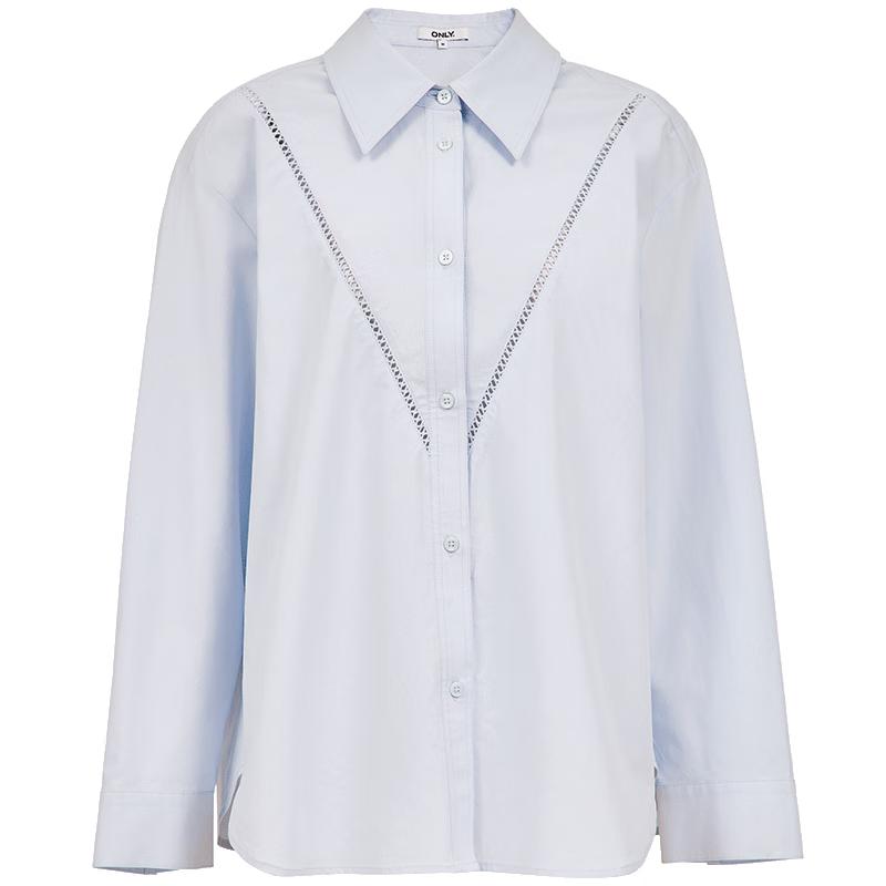 ONLY Women s V-Cutout Lapel Long-Sleeve Shirt M
