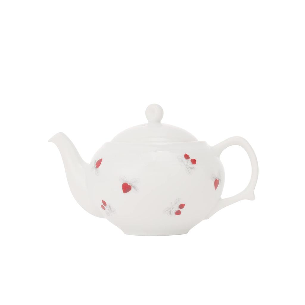 Afternoon Tea Living Teapot GU53 Strawberry Teapot with Strainer, Parallel White