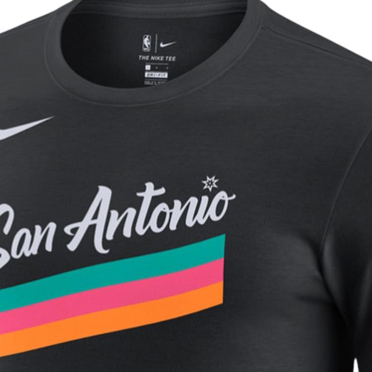 Nike NBA Dri-FIT CE Logo San Antonio Spurs Graphic Basketball T-Shirt Men Tops Black CT9846-010