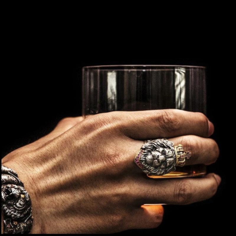 Inel Leu Coroană Retro Pentru Bărbați Aliaj de Zinc Culoare Punk Gotic Reglabil Inel Deschis Rock Hip Hop Handmade Zircon Accesorii Cadou Bărbat