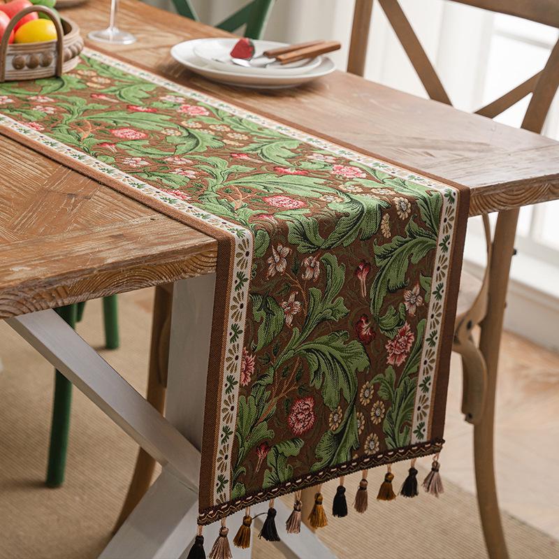 

American Retro Light Luxury Table Runner – Elegant Dining & Coffee Table Cloth 35x120cm