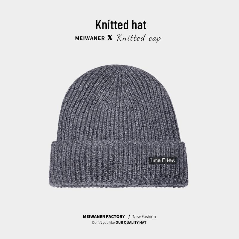 Women's Woolen Melon Cap: Warm, Solid Color Knit Hat for Autumn and Winter Outdoor Wear