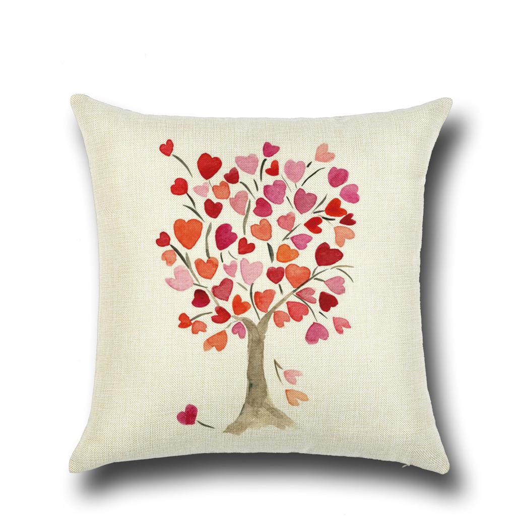 Fashionable Pillows Pastoral Fresh Cartoon Flower Tree Pattern Pillow Creative Home Pillow Case Does Not Include Core