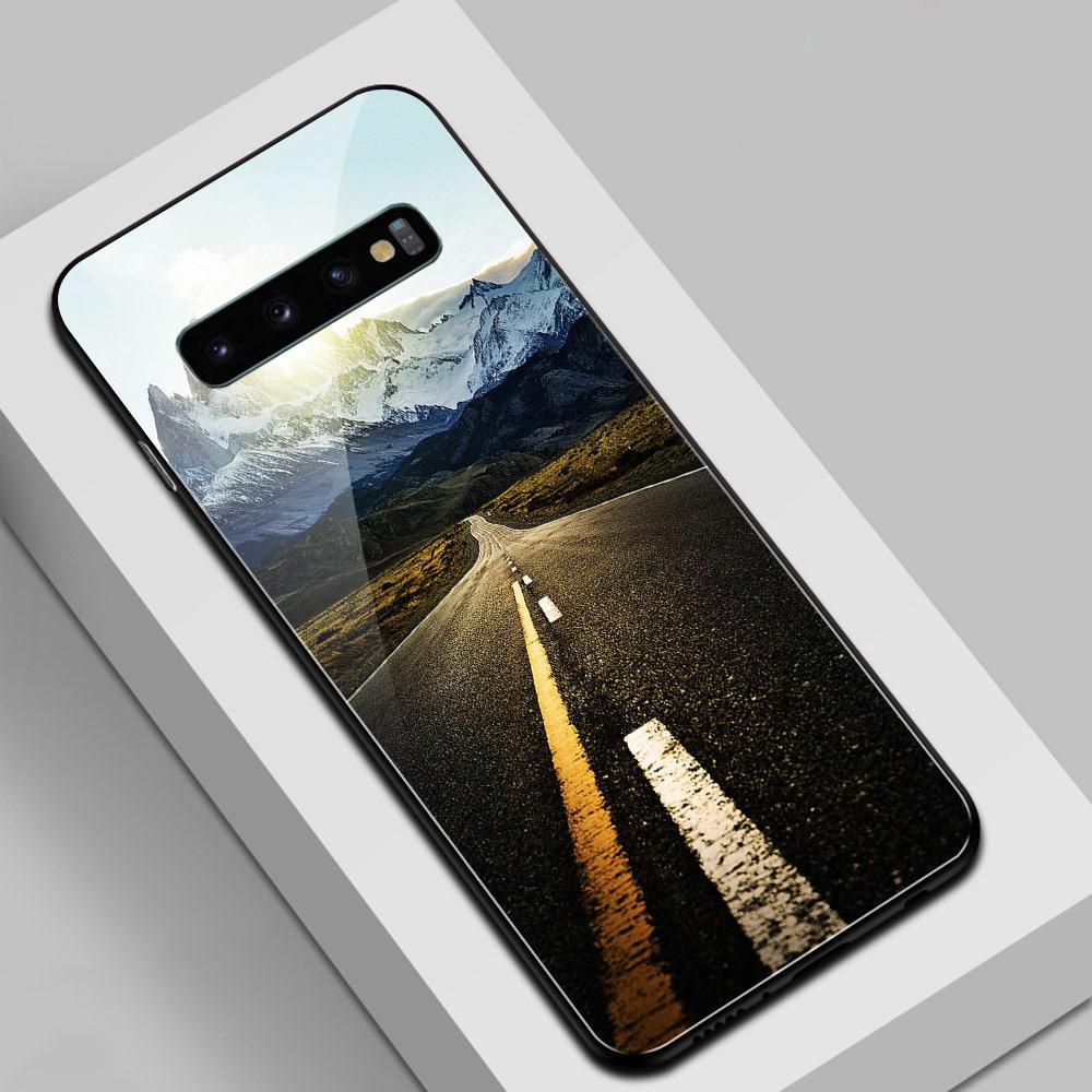 Road View Case for Samsung S22 Glass Back Cover S10 Case for Galaxy S8 S9 S10 Plus Note 8 9 10 Plus S10e S20 Plus Ultra
