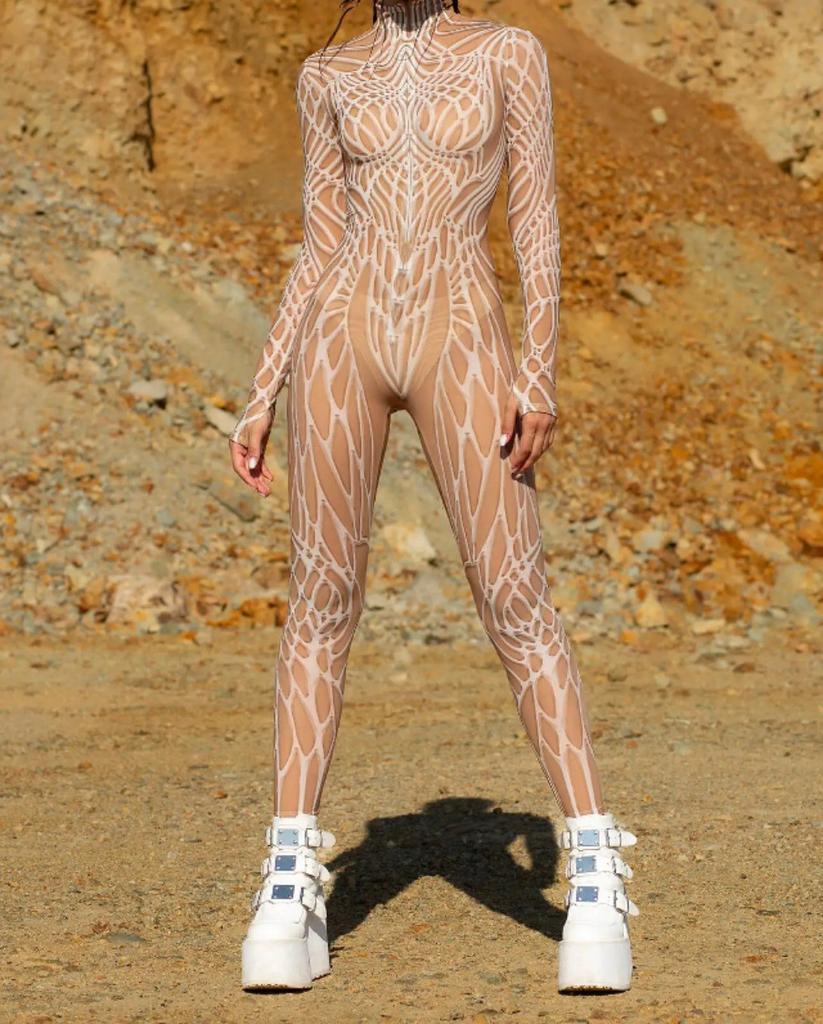 Halloween Adults 3d Printed Bodysuit With Spandex Blend For Cosplay And Street Style