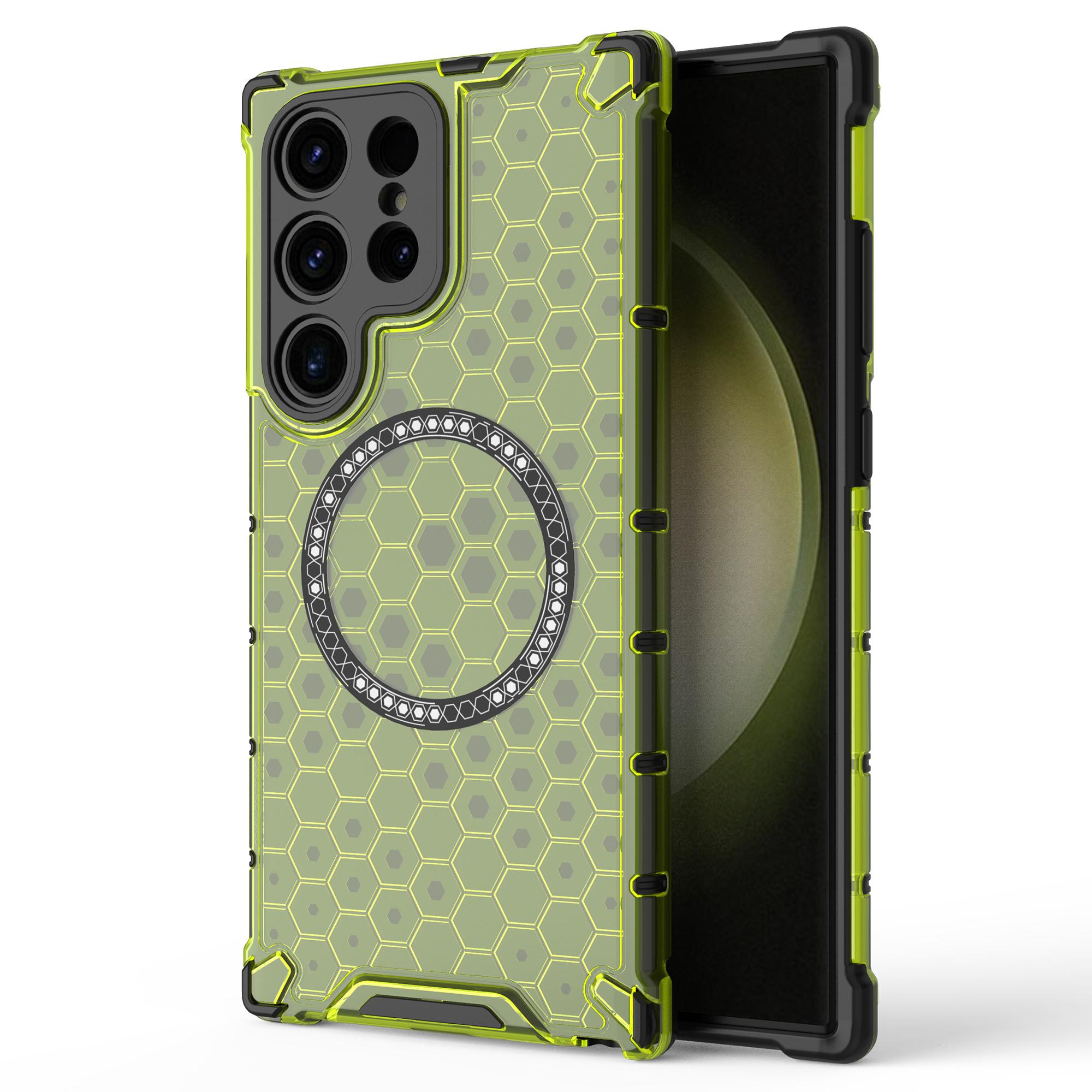 

Чехол для Samsung Galaxy S24 Ultra Honeycomb TPU+PC, чехол для мобильного телефона, совместимый с MagSafe Green
