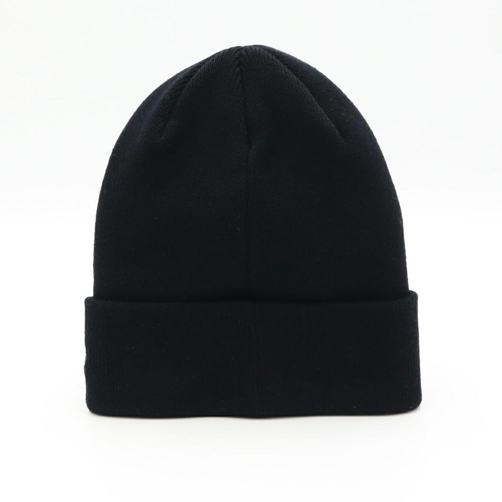 New Era Free Basic Cuff Knit Cotton Black Solid Cap, 223, Color, Black/Black