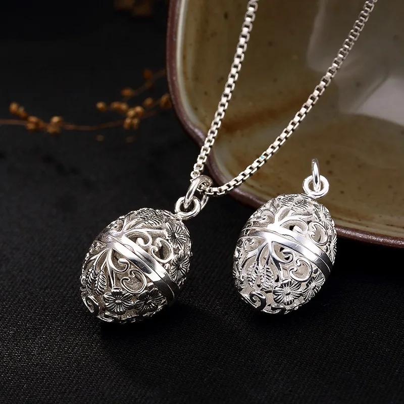 Thailändische Retro Arabesken Glänzend Ausgehöhlt Kann Öffnen Vintage Exquisite Anhänger Halskette Einzigartiger Ethnischer Stil Schmuck