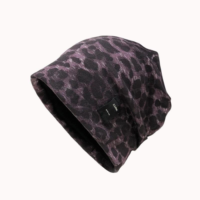 Beanie Slouchy Hat Women Spring Autumn Leopard Print American Style Hats Woman Knitted Beanies Baggy Cap
