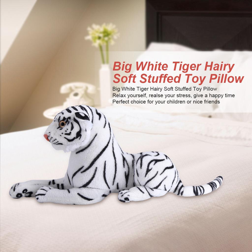 Artificial Tiger Plush Animal Realistic Big Cat White Soft Stuffed Toy Pillow